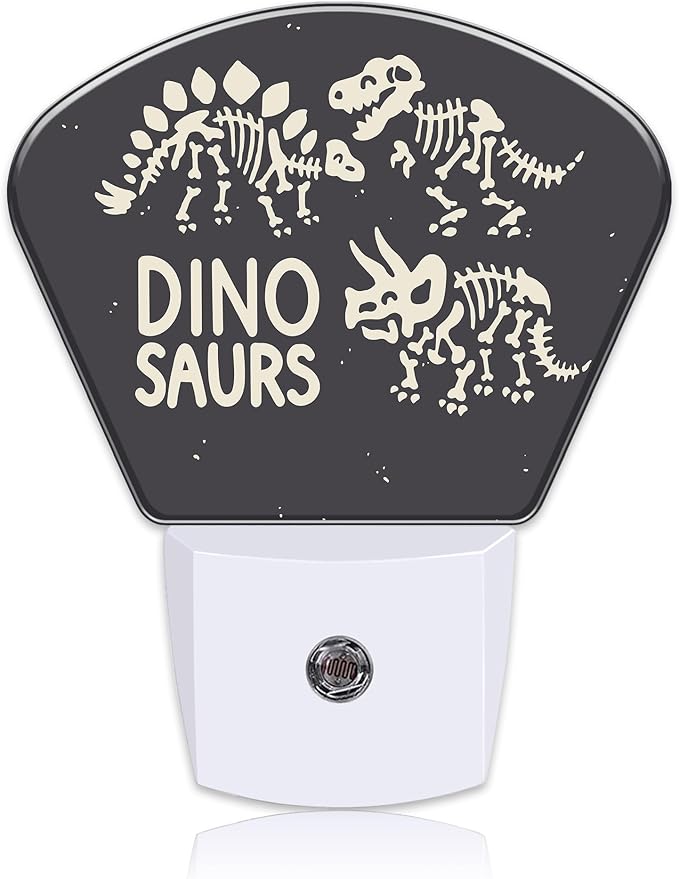 Cute Skeletons of Dinosaurs Night Light for Kids, Dinosaurs Skeletons LED Night Light Plug into Wall with Dusk to Dawn Sensor for Girls Boys Bedroom, Hallway, Kitchen, Bathroom, Stairs Decor