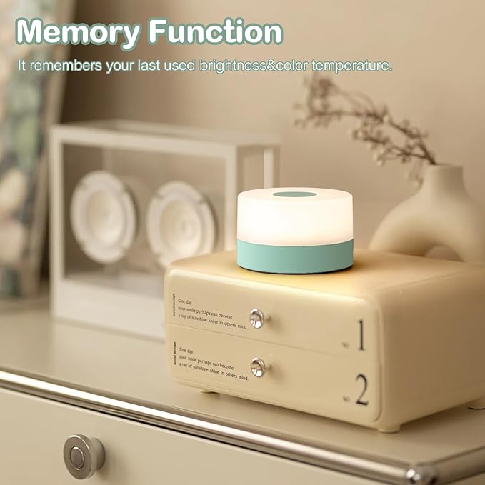 JUSHENG Rechargeable Baby Night Light LED Nursery Lamp Touch Lights, Dimmable and 3 Color Temperature Adjustable Bedside Night Light for Kids, Breastfeeding, Green