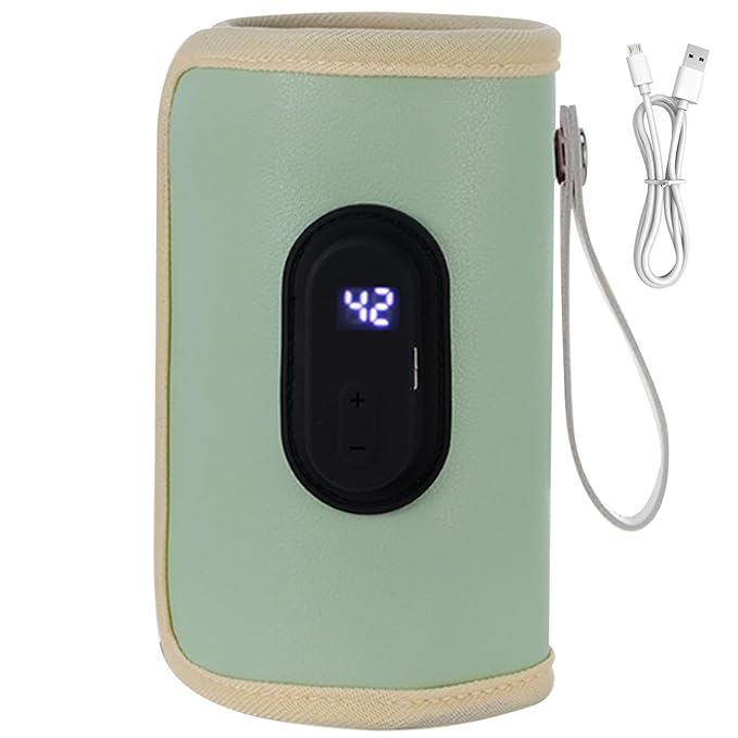 Portable Bottle Warmer 18W Quick Heating Baby Bottle Warmer Temperature Adjustable USB Baby Bottle Heater for Home Family Travel Green, Portable Bottle Warmer