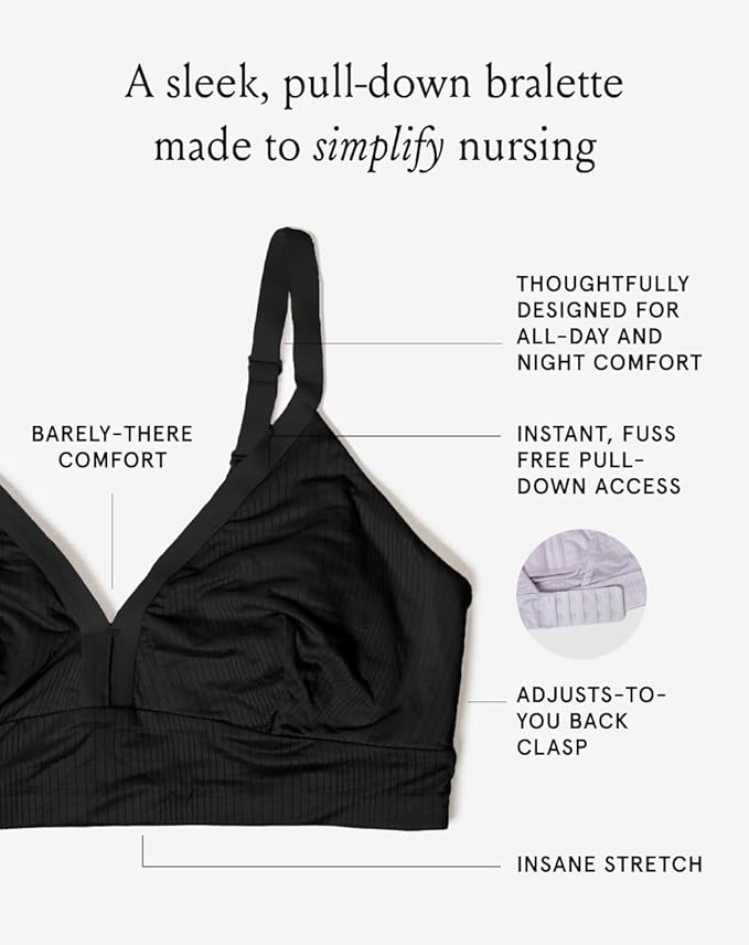 Bodily The Effortless Bra for Pregnancy, Postpartum & Nursing, Soft, Seamless, Stretchy & Wireless Pull-Down Maternity Bra