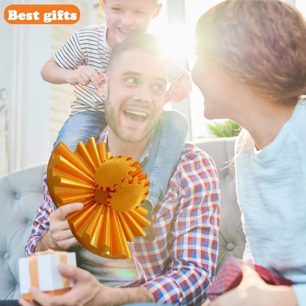 3D Printed Gear Ball, Gears phere Gear Ball Fidget Toy, Puzzle Balls, Fidget Ball, Cube Fidget Toy ,Gear Ball Toys for Classroom Prizes, Party Birthday, Anxiety Relaxing and Stress. (Golden)