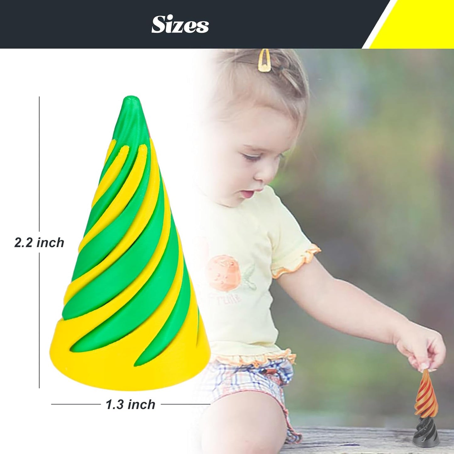 Impossible Pyramid Passthrough Sculpture 3D Printed Spiral Cone Toy Spiral Cone Fidget Toy Pass Through Pyramid Fidget Toy Stress Relief Desk Toy Pyramid Model Relax Anxiety Toy Children Adult Green