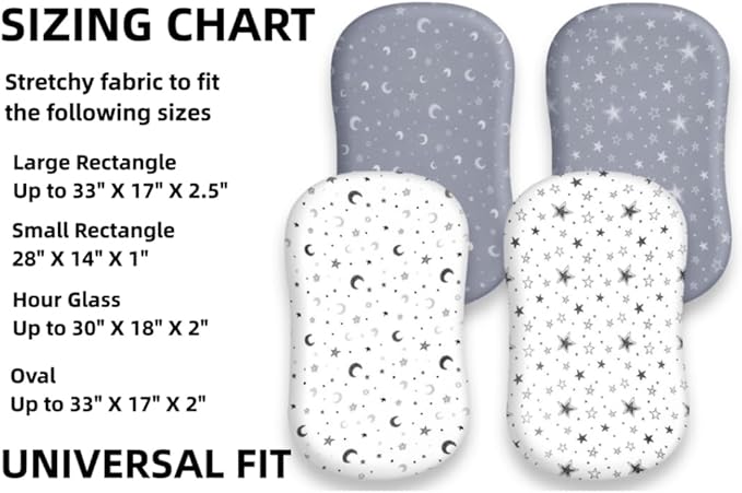 4 Pack Star and Moon Neutral Unisex Fitted Baby Sheets Set for Baby Boys or Girls (Bassinet Sheets)