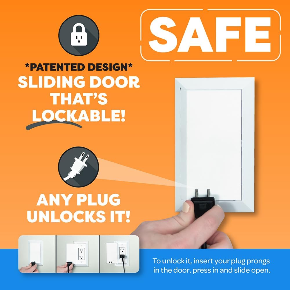 Child Resistant Outlet Cover (6-pack | White) | Decora GFCI Wall Plate | Sliding Door that Locks | Safe & Stylish | Patented Design | Made in the USA | Quick & Easy Installation | Socket Shield
