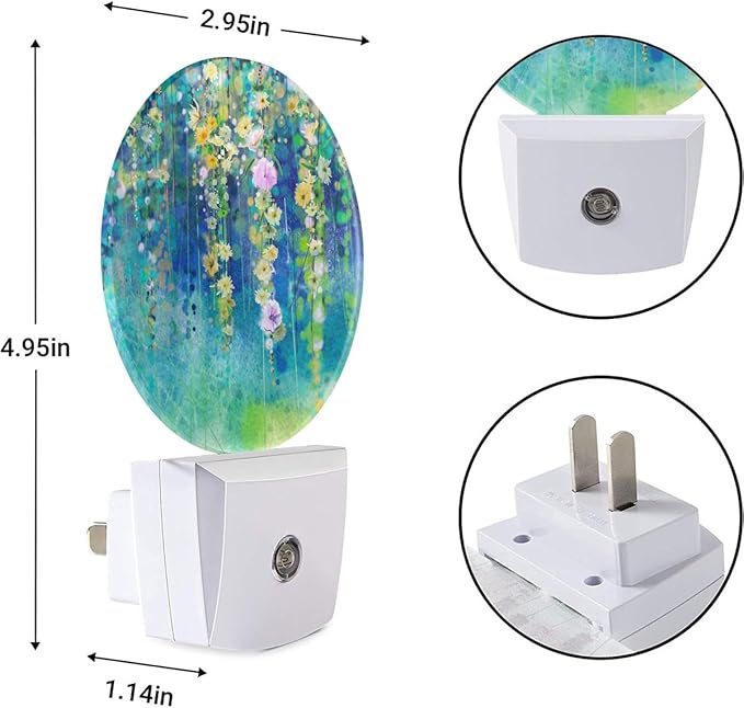 EKOBLA Ivy Flowers LED Night Light Spring Summer Green Floral Ivy Plant Wisteria Blossoms Dusk to Dawn Plug-in Nightlights Auto Sensor for Home Indoor Bathroom Hallway Kitchen
