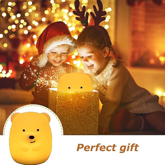 WHA&DARREN Large Owl Night Light for Kids,Cute Baby Night Light, Silicone Bedside Lamp, Sleep Lights, Eye Caring, Adjustable Brightness & Color, Time Setting, Touch+Remote Control