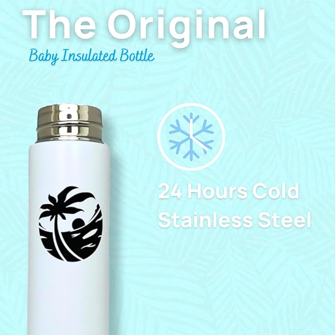 Versatile Waiu Insulated Baby Bottle | 4 oz & 6 oz Sizes | Keeps Drinks Hot for 8 Hours, Cold for 24 Hours | BPA-Free | Multiple Colors Available (White, 6 oz.)