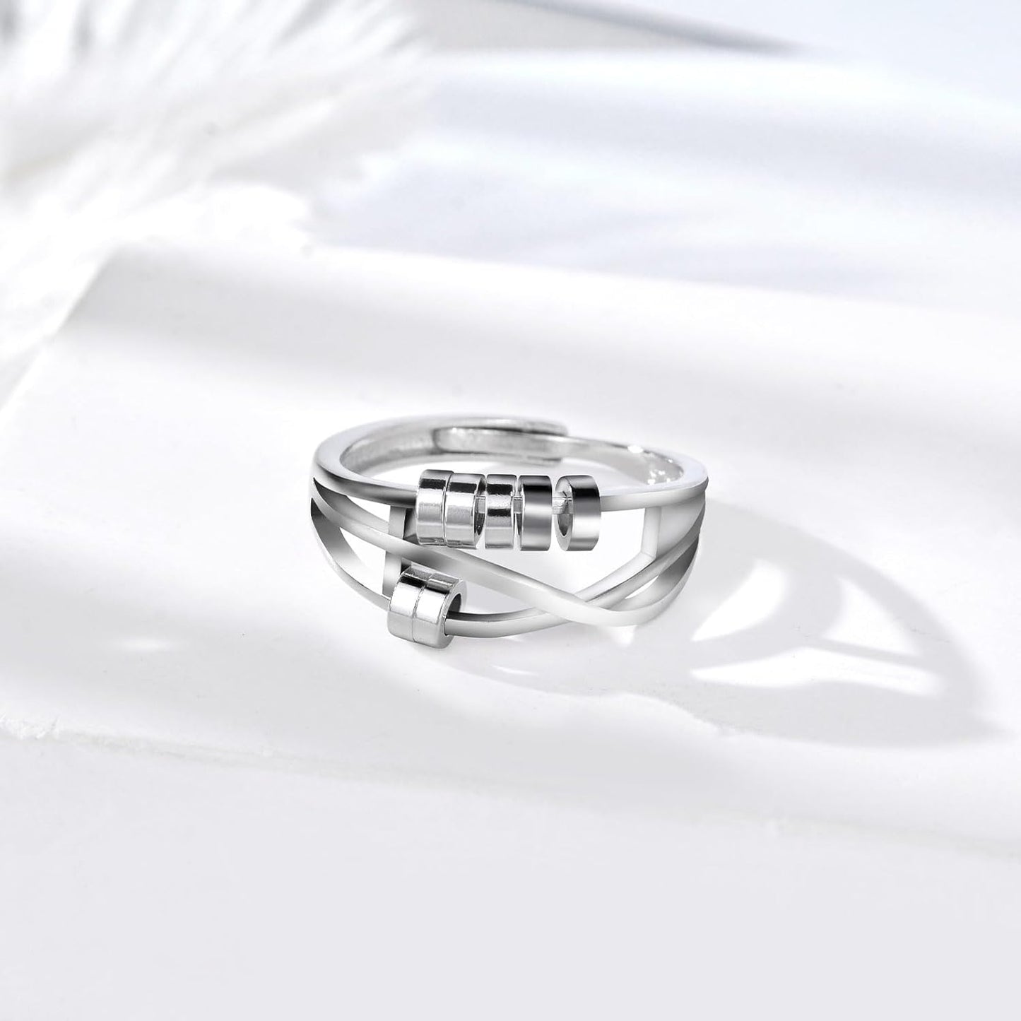 INFUSEU Funny Spinner Fidget Rings for Women Girls Anti Anxiety Stress Worry, Adjustable Size