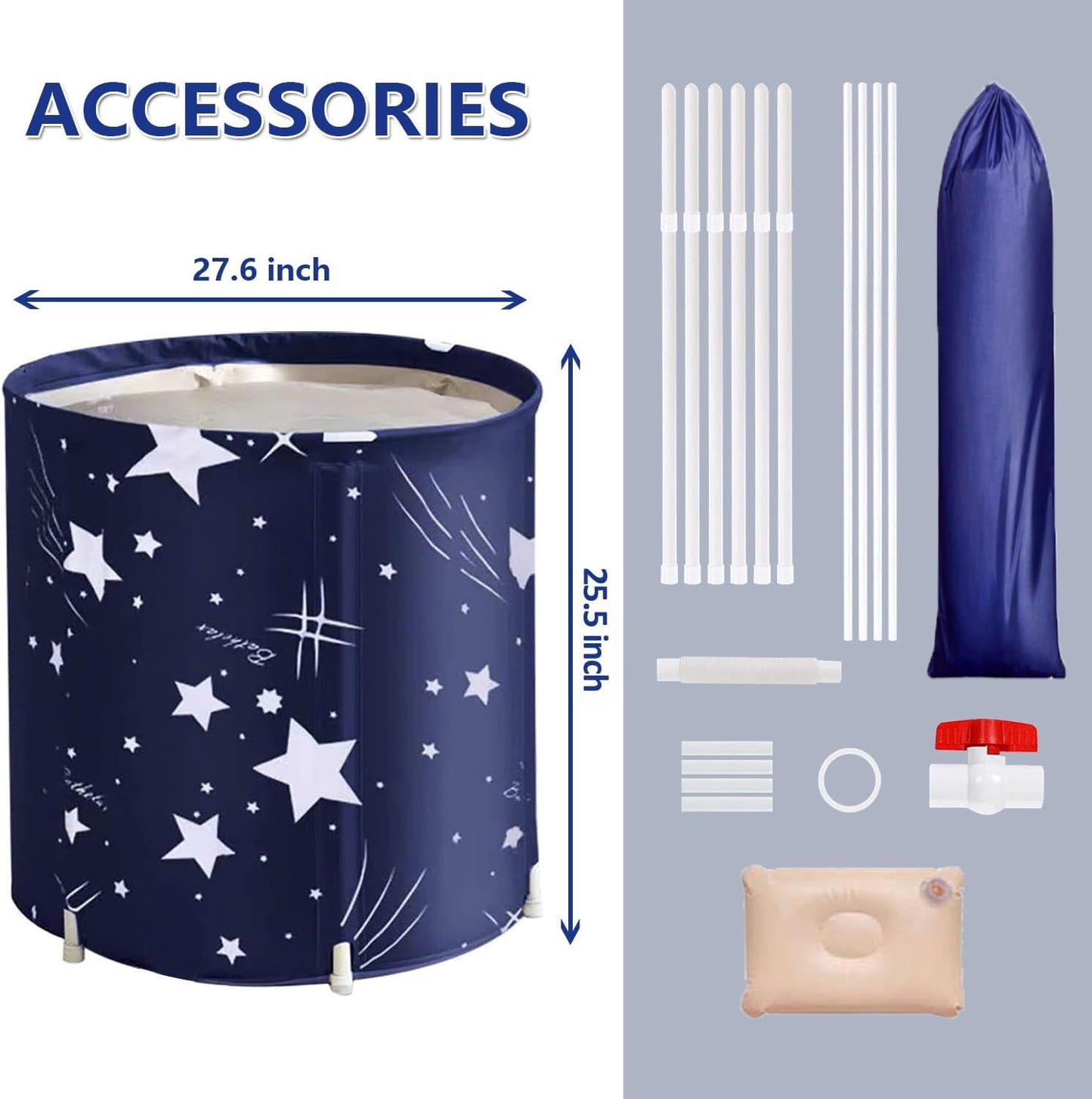 BESTHLS Foldable Bathtub Portable Soaking Bath Tub,Eco-Friendly Bathing Tub for Shower Stall (Blue Sky -1)