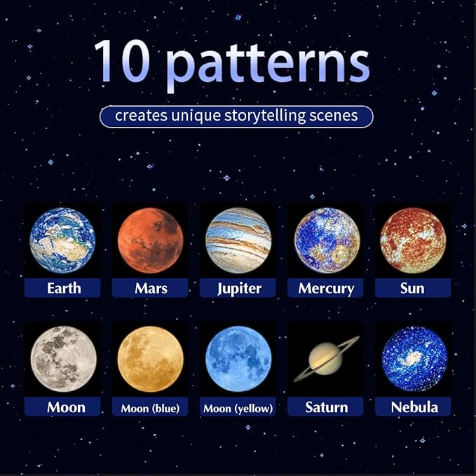 Planet Moon Projector Shooting,Romantic LED Small Night Light Bedroom Atmosphere Projection Decoration，Star Ceiling Sky Light (Planet Series)