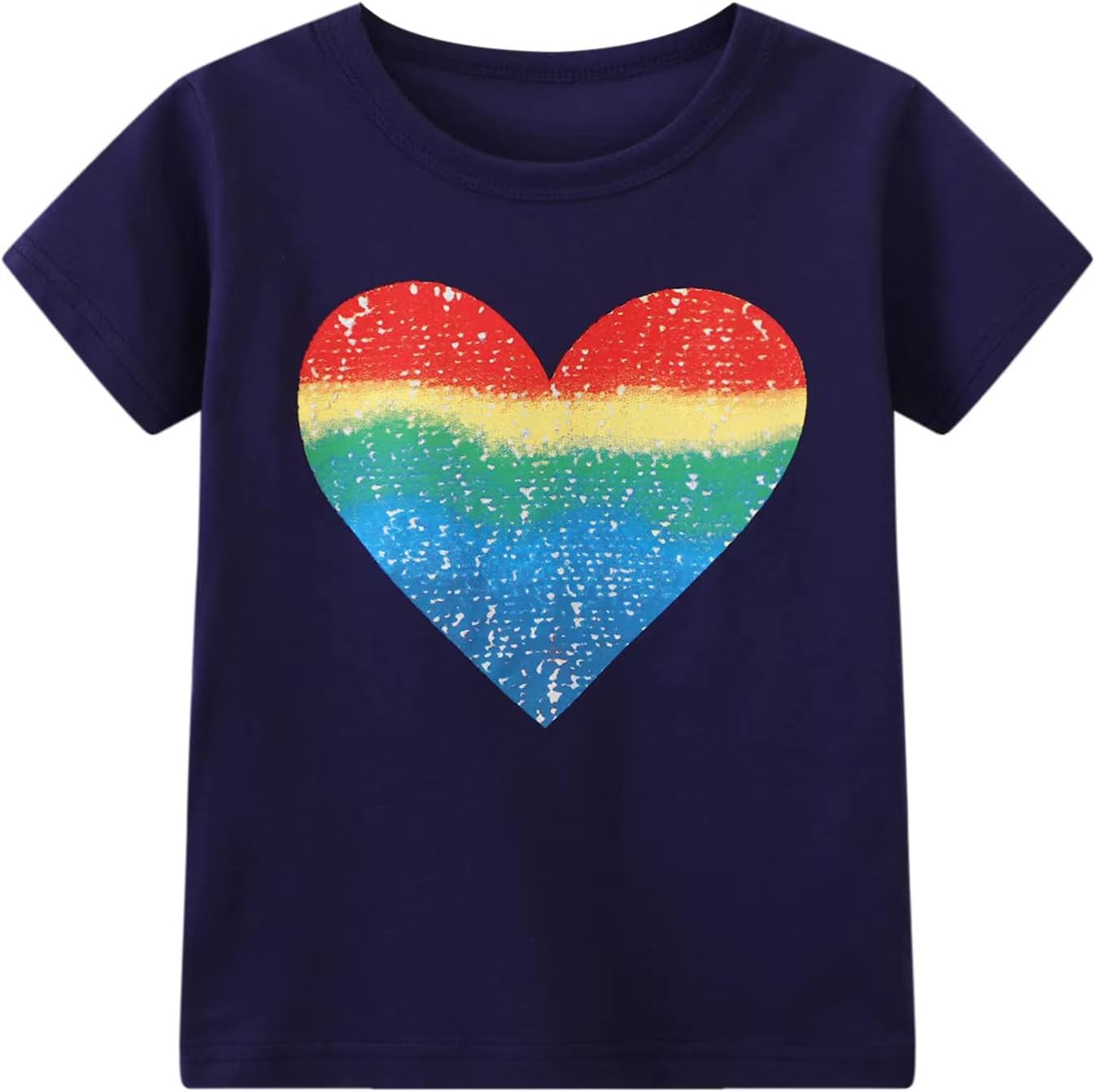 HILEELANG Girls' Tees Ruffle Short Sleeve T-Shirt Cotton Casual Graphic Summer Crewneck Tunic Tops