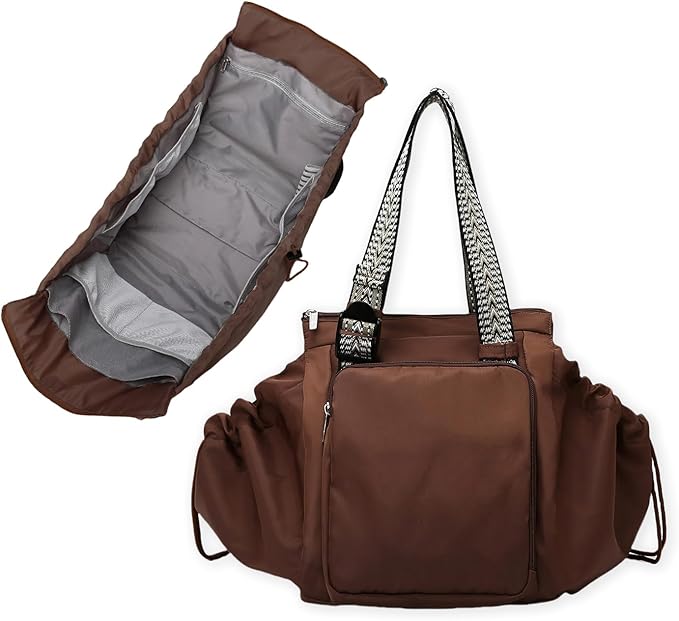 Diaper Bag Tote for Moms & Women, Large Capacity Multi-Functional Tote with 16 Compartments, Convertible Backpack & Shoulder Bag for Work, Travel, Shopping & Picnic (Chocolate Brown)