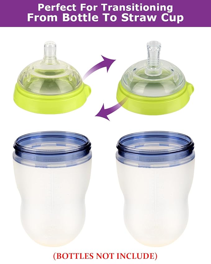 Sippy Straw Cup Nipples for Comotomo Baby Bottles,Food Grade Silicone Straw Top，Variable Flow Soft Nipple，6m+,4-Count