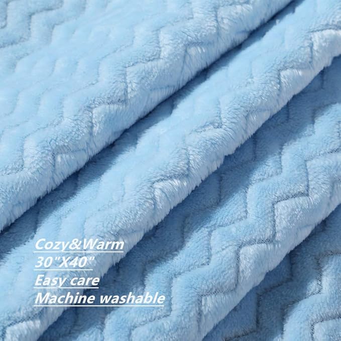 CREVENT 30''X40'' Soft Cozy Warm Baby Blankets for Boys Girls Solid Color - All Season Use - Newborn Essentials (Wave Blue)