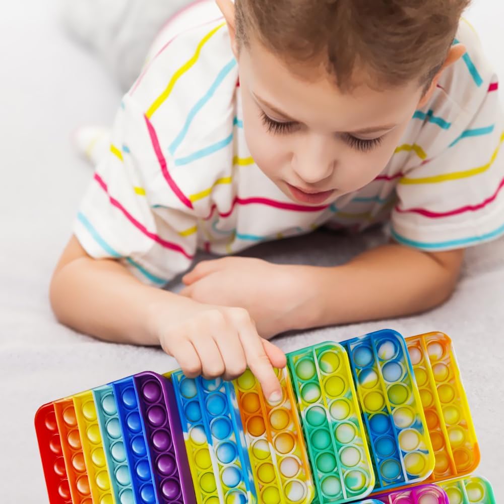 24 Pcs Pop Bubble Fidget Toys for Party Favors, Stress Relief Pressure Relieving Toys for Kids, Pop Bulk Toddler Toy for Birthday Christmas Valentine Gifts and Classroom Prizes