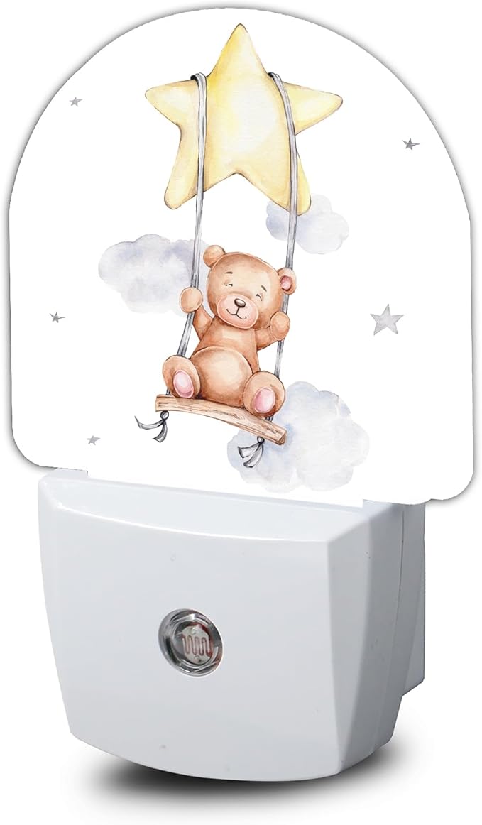 Teddy Bear Night Light,Cute Night Lights Plug into Wall with Dusk to Dawn Sensor,Lamp for Bedroom Bathroom Hallway Nightlight for Women Girls