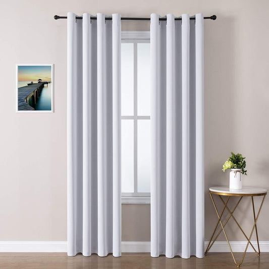 ChrisDowa Room Darkening Curtains 120 Inches Long 2 Panels Set for Living Room, Grommet Thermal Insulated Blackout Curtains for Bedroom (Greyish White, 52 x 120 Inch)