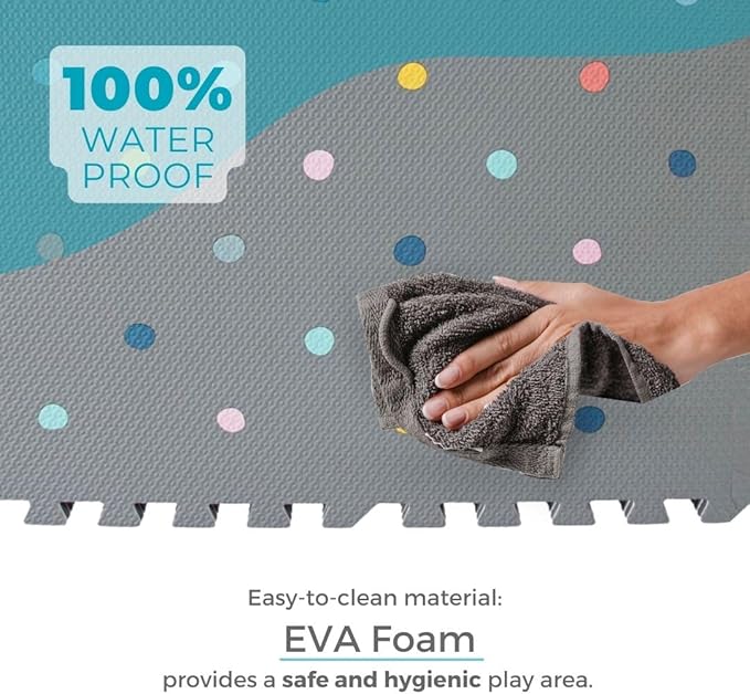 Soft Non-Toxic Baby Play Mat, Toddler Playmat, Colorful Jigsaw Puzzle PlayMat, Tiles 24 x 24 inch Foam Floor Mats for Kids & Babies | EVA Foam Interlocking Tiles for Nursery, Playroom (Grey 6 PCS)
