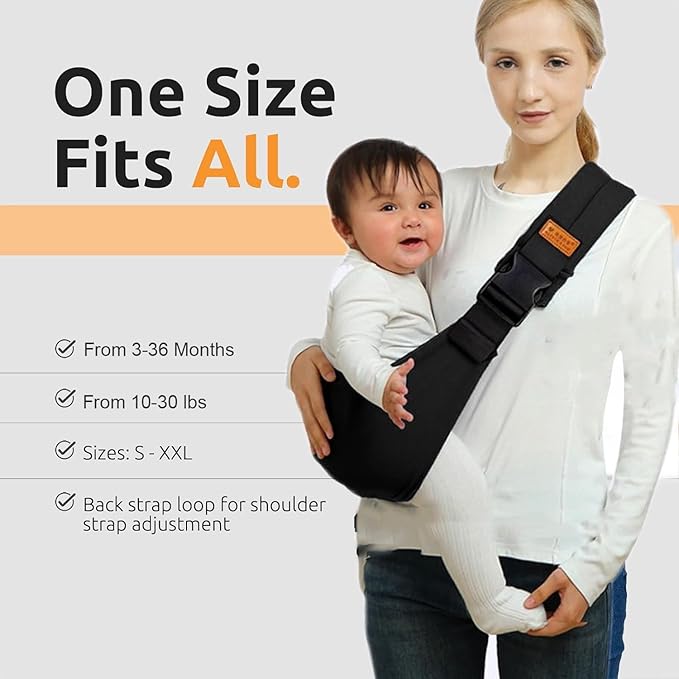 Marrlly Baby Carrier Newborn to Toddler, Toddler Carrier,Adjustable Baby Sling Carrier Non-Slip Hip Seat Carrier Carrying 10-30 lbs(Black)