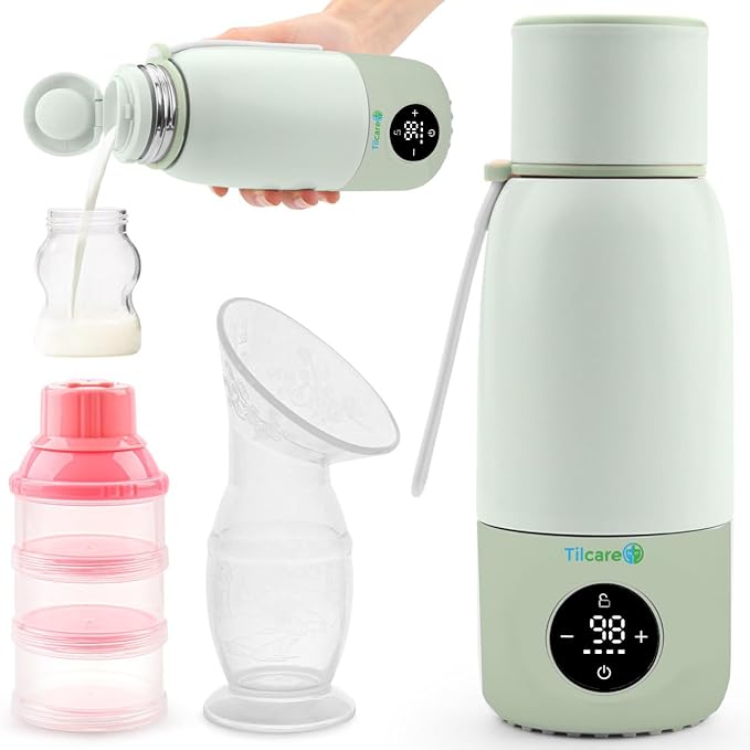 Portable Bottle Warmer for Travel - 17oz 12H Baby Bottle Milk Warmer, Fast Heat Travel Bottle Warmer for Breastmilk, USB Calentador De Biberones on The Go - Wireless Car Bottle Water Warmer, Green
