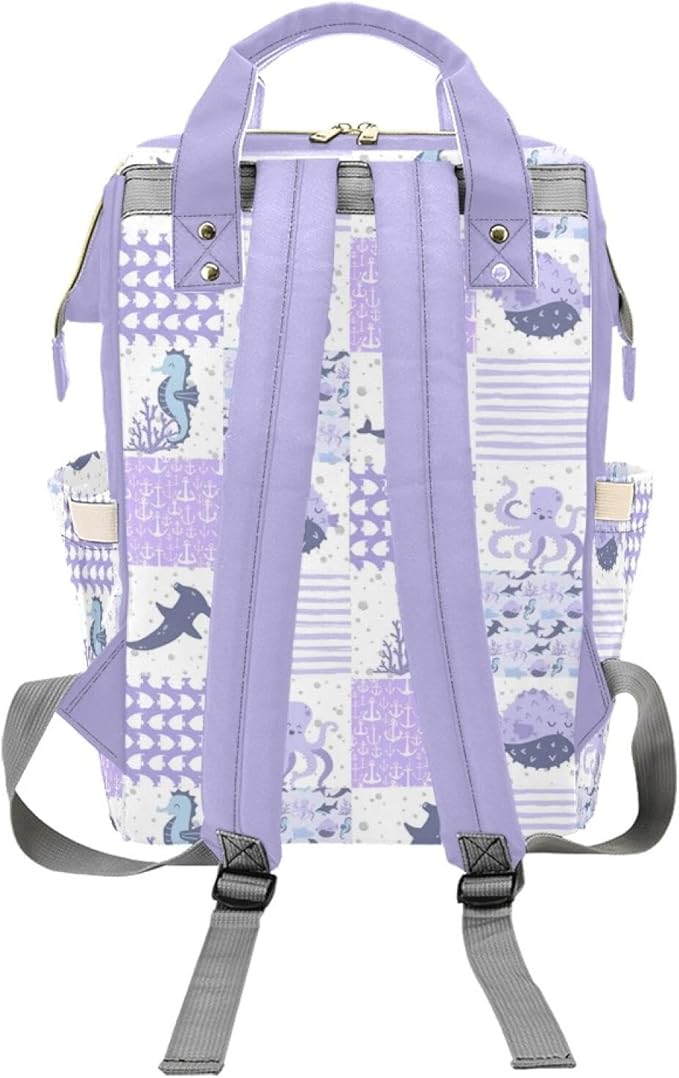 Ocean Animals Personalized Diaper Bag with Custom Name – Custom Baby Tote Backpack for Mom, Unique Gift for New Parents, Baby Shower Essentials