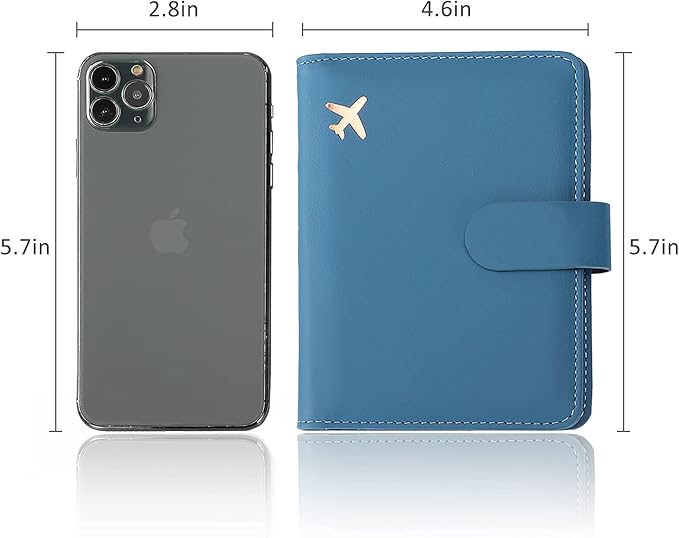 Melsbrinna Unisex-Adults RFID Blocking Travel Passport Cover/Case, Cute Passport Wallet with 10 Compartments, Black Blue