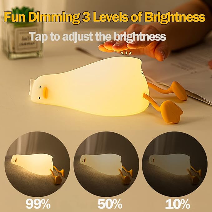 Night Light for Kids ,Cute Silicone Nursery Duck Lamp for Baby and Toddler,Fun Animals NightLight for Boys and Girls,Squishy Night Lamp for Bedroom,Kawaii Bedside Lamp for Kids Room