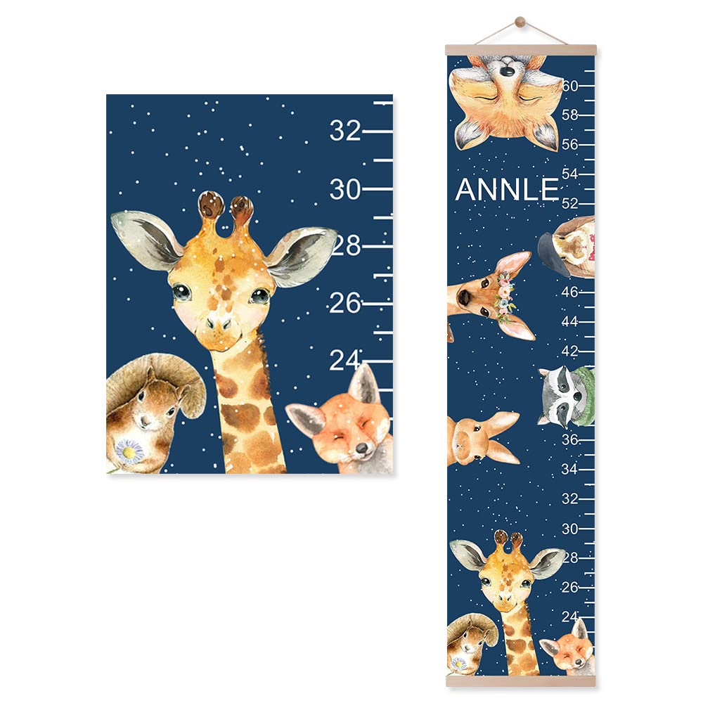 Personalized Kids Height Chart - Canvas Growth Ruler for Boys and Girls - Custom Name Banner with Removable Nursery Wall Decor - Gift for Kid’s Room Decoration