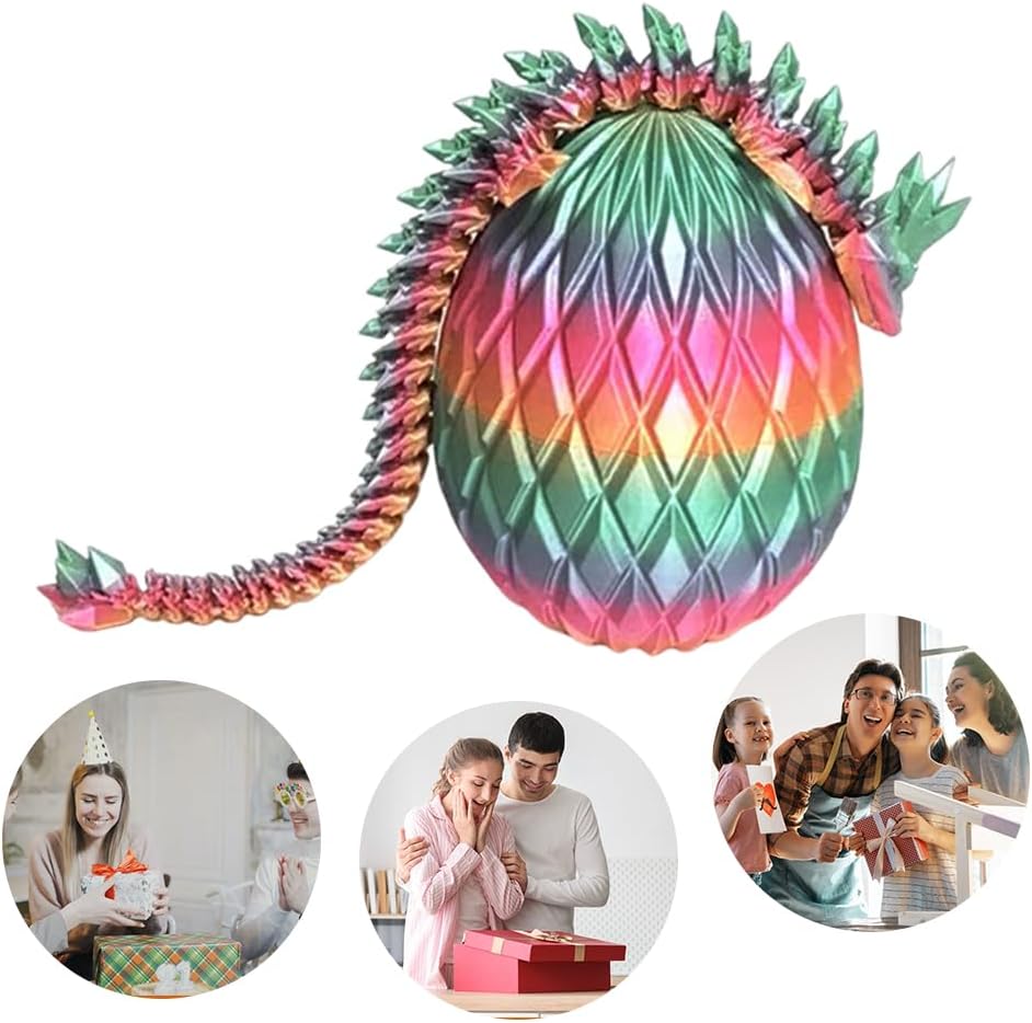 3D Printed Dragon Egg,Dragon Eggs with Dragon Inside,Crystal Dragon Fidget Toys,Full Articulated Dragon Dragon in Egg,Adults Fidget Toys for Autism ADHD (Random Candy Colors)