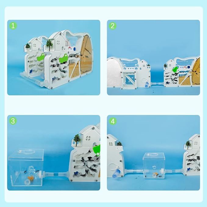 2PCS Ant Farm Castle with Connecting Tubes and Forage Box, Sand Ant Colony Observation Kit, Ant Viewing Habitat Science Kit, Educational & Learning Science Kit for Kids, Adults, Student