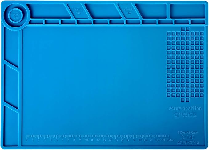 Kaisi S-140 Magnetic Insulation Silicone Soldering Mat, Heat Resistant Work Mat 932F for Repair Electronics, Phone, Soldering Iron, Gun, BGA, Workbench, Size: 13.8 x 9.8 inch