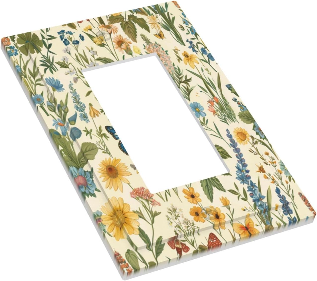 Decorative Outlet Covers Rustic Plant Garden Leaf Flower Butterfly 1 Gang Single Decora GFCI Device Light Switch Covers Plate 1 Rocker Wall Plate Jumbo Faceplate for Bedroom Home Decor