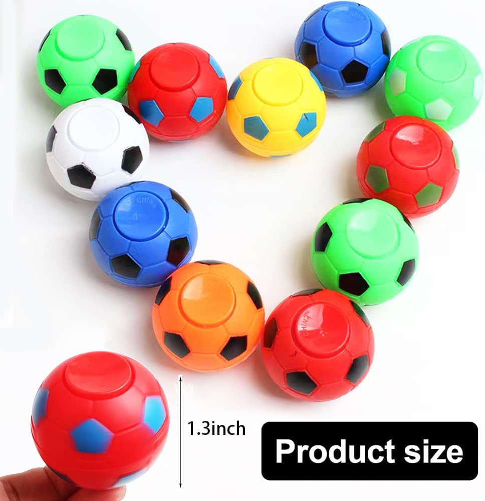 32 PCS Mini Fidget Spinners Soccer Ball Toys for Kids, Soccer Party Favors Goodie Bag Stuffers, Rotatable Soccer Finger Stress Balls for Classroom Prizes