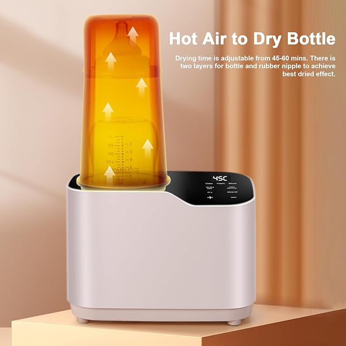 Baby Bottle Warmer, Waterless Bottle Warmer with Shake Function, Fast Milk Warmer for Breastmilk, Portable Bottle Warmer Baby Food Heater & Defroster Warmer for Home (Champagne)