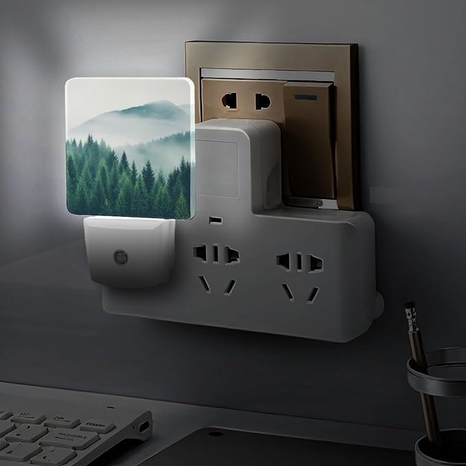 Mountain Forest Night Light, Plug into Wall Decor Nightlights for Bedroom, Bathroom, Hallway, Kitchen, with Dusk to Dawn Light Auto Sensors LED Night Lights for Boys Girls Women Men Room Gifts