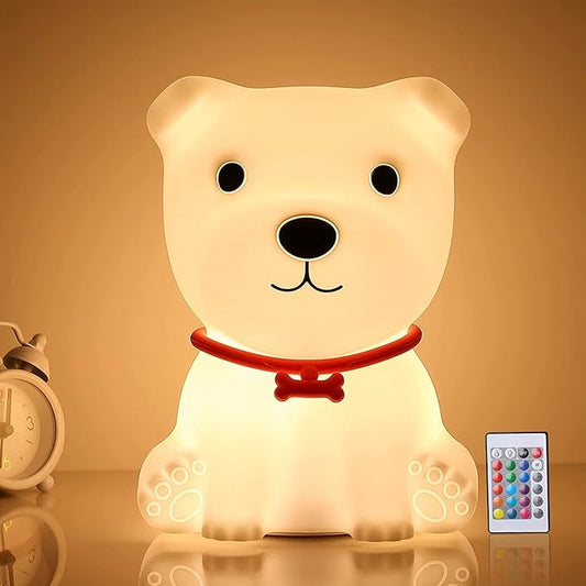 Tremdwoto Dog Night Light for Kids,Cute Colorful Night Light with Remote Baby Girl Squishy Night Lights Lamp Puppy Light Dimmable Nursery Lamp Nightlight Gift for Boys and Girls Kawaii Bedroom Decor