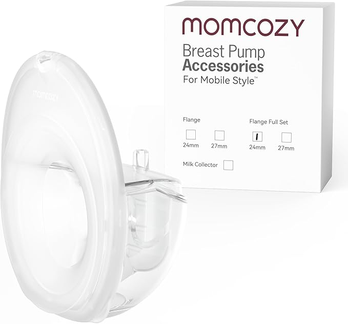 Momcozy Full Set Collector Cup Only Compatible with Momcozy Mobile Style | M6 NOT for Others. Original Mobile Style | M6 Breast Pump Replacement Accessories DoubleFit Flange 24mm