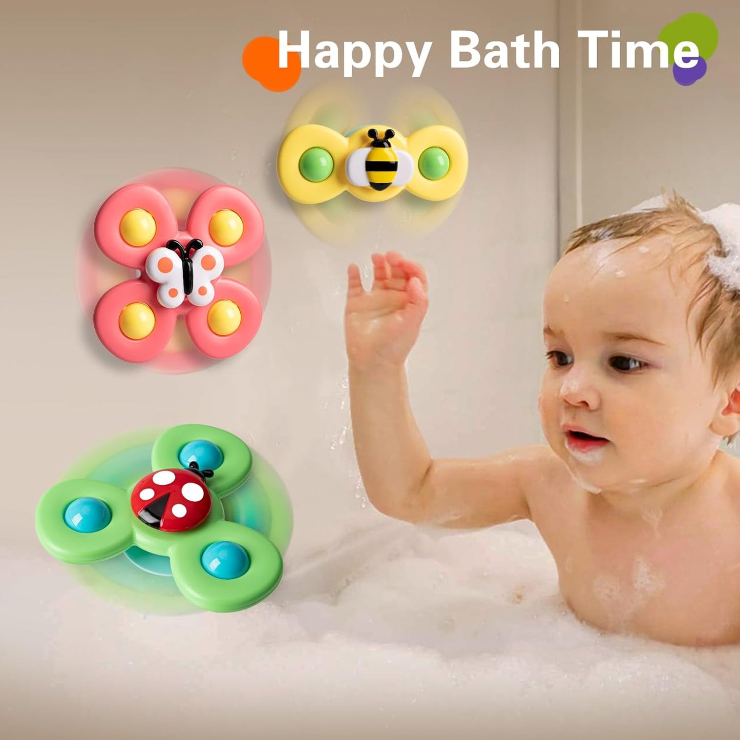 3PCS Suction Cup Spinner Toys for 1 2 Year Old Boys Spinning Toys 12-18 Months Sensory Toys for Toddlers 1-3 First Birthday Baby Gifts for Girls