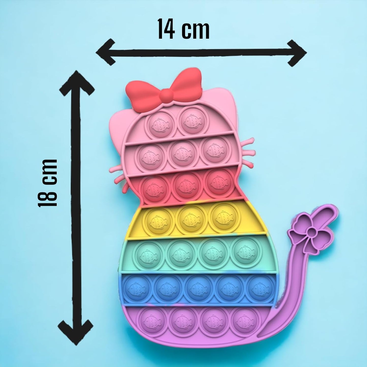 BlueMelon Pop it Fidget Toy | Butterfly Mouse Kitty Cat Design | Pack of 4 and Multi Color (Set of 4)