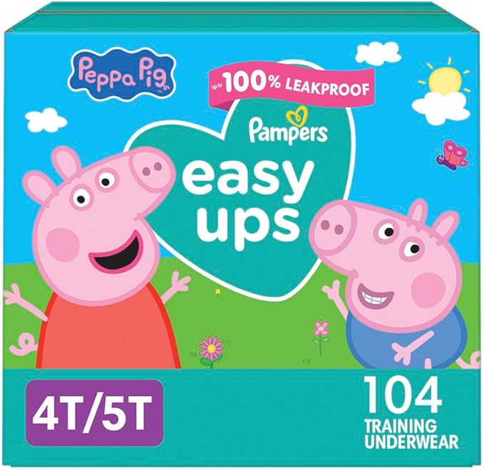 Pampers Training Pants - Easy Ups Girls & Boys - Size 4T-5T, 104 Count, Peppa Pig Potty Underwear (Packaging May Vary)