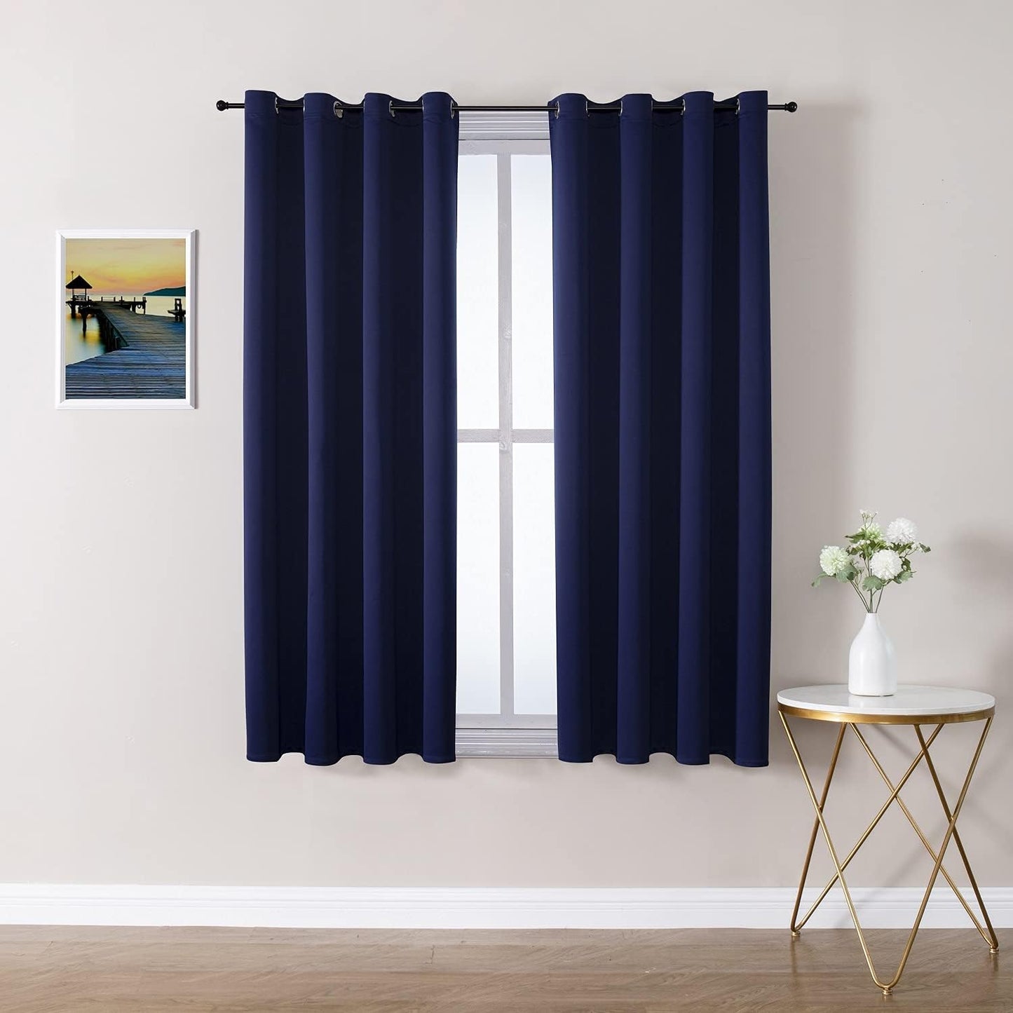 ChrisDowa Grommet Blackout Curtains for Bedroom and Living Room - 2 Panels Set Thermal Insulated Room Darkening Curtains (Navy Blue, 52W x 54L)