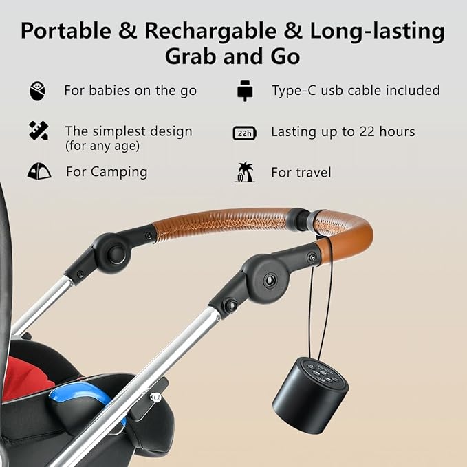 Portable Sound Machine Mini White Noise Machine with 30 Soothing Sounds for Newborn Kids Adults Rechargeable Sleep Brown Noise Machine with 4 Timers Memory Function for Travel Camping Home and Office