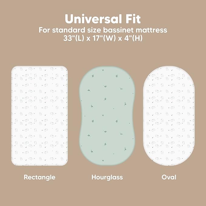 2-Pack Baby Bassinet Sheets Girl, Boy - 33x17 Viscose Derived from Bamboo Bedside Mattress Fitted Bassinet Sheets, Compatible with Halo Bassinest Swivel Sleeper, Baby Delight, Graco (Bunnies)