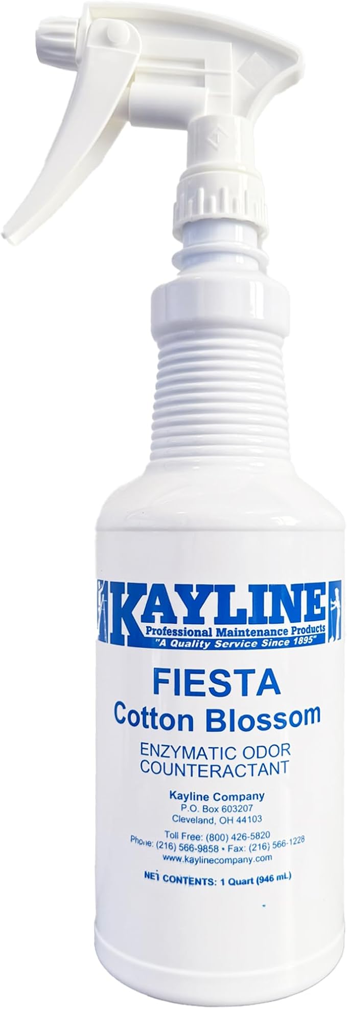 Kayline Fiesta Multi-Purpose Bio-Enzymatic Odor Eliminator for Trash Can, Carpet, Diaper Pail, and Pet Urine, 32 oz Pour or Spray Botttle, Cotton Blossom Scent