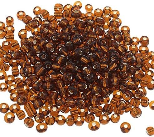 Perlin Glass Seed Beads 4mm 6/0 Round 1100pcs Mini Small Pony Spacer Beads Kit for Jewelry Making Earrings Bracelets Pendants Waist DIY Handmade (Dark Brown Silver Lined)