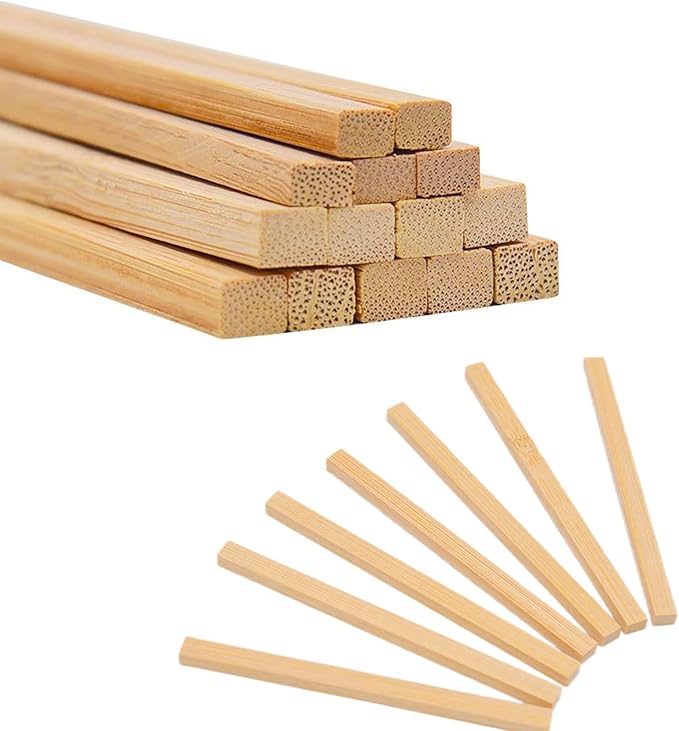 1/2 x 12 Inch 10 PCS Square Dowel Rods Wood Sticks Wooden Dowel Rods - Unfinished Bamboo Sticks - for Crafts,Home Decor, Model Making and DIYers