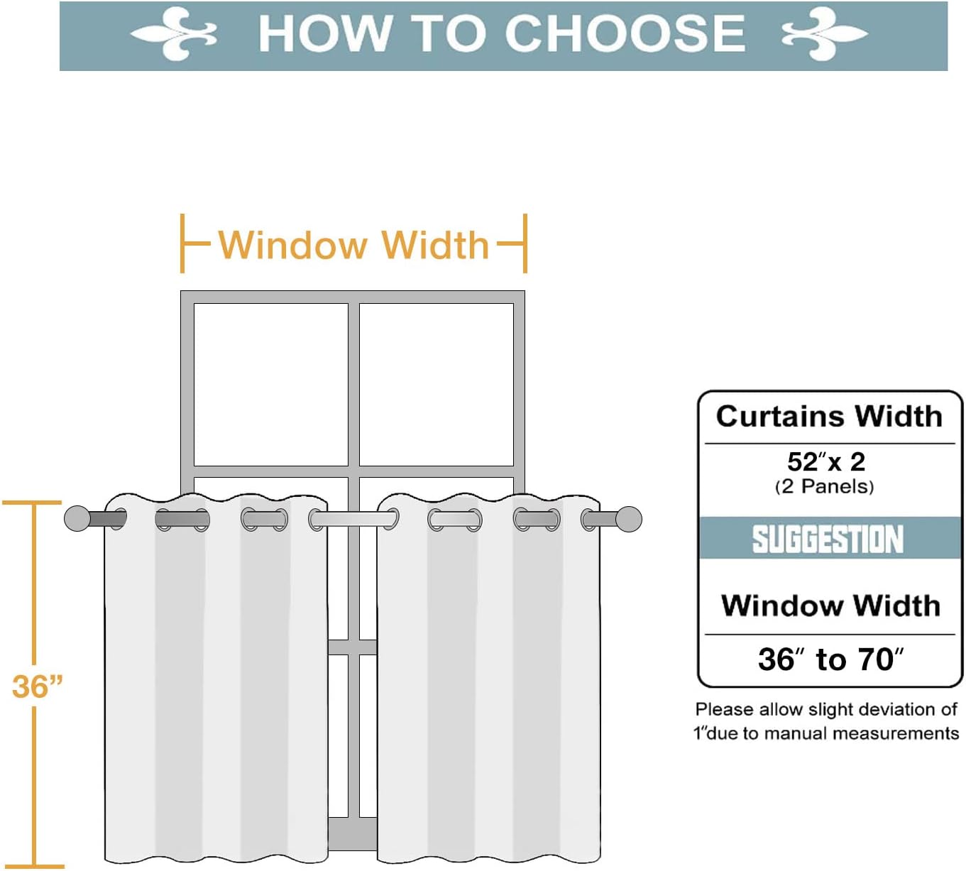 ChrisDowa Small Window Curtains for Kitchen and Bedroom - Grommet Short Thermal Insulated Room Darkening Curtains (2 Panels, Mustard Yellow, 52 x 36 Inch)