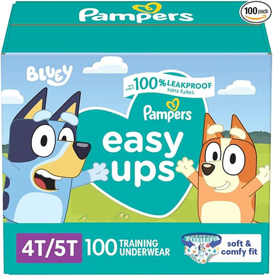 Pampers Training Pants - Easy Ups Boys & Girls Bluey - Size 4T-5T, 100 Count, Children's Potty Underwear (Packaging May Vary)
