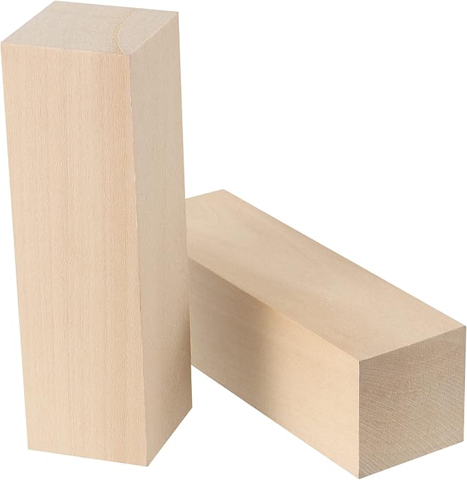 JAPCHET 12 Pieces 5 x 1-1/2 x 1-1/2 Inch Basswood Carving Blocks, Natural Carving Blocks, Unfinished Basswood Blocks for Carving, Crafting and Whittling