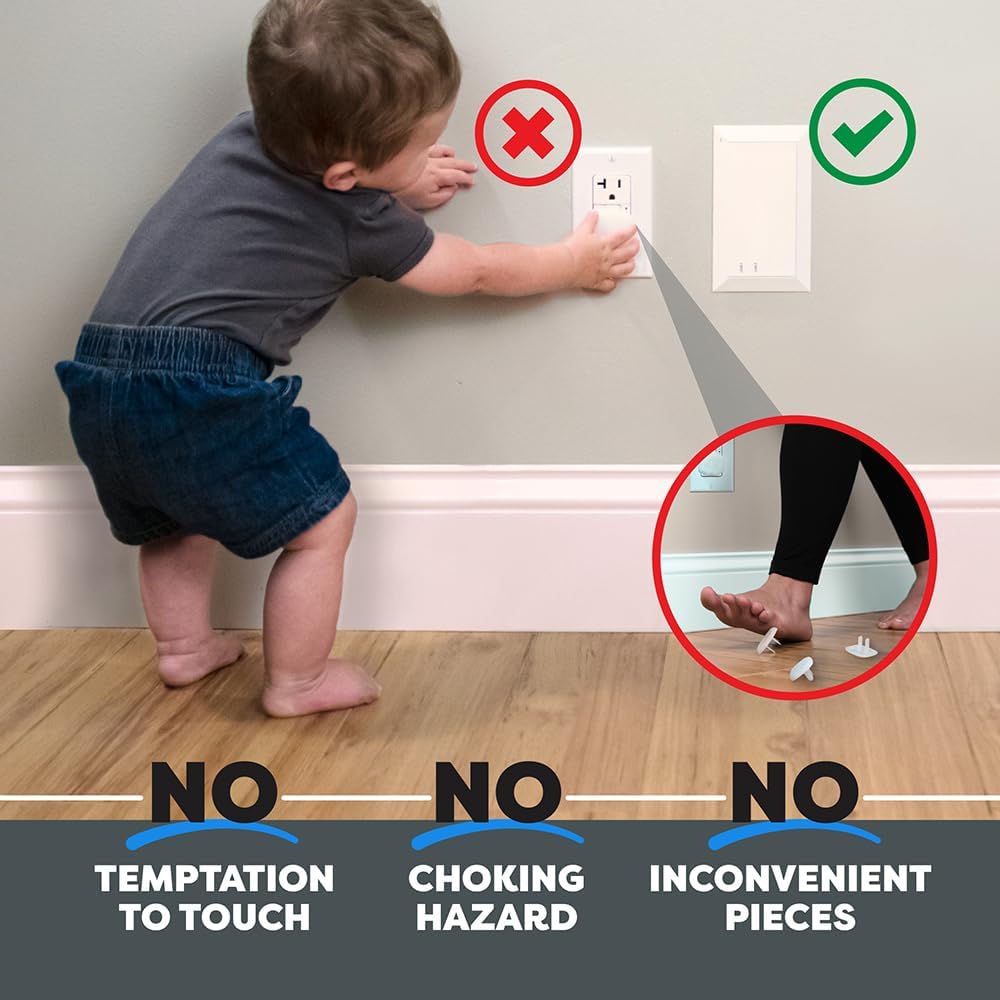 Child Resistant Outlet Cover (2-pack | White) | Duplex Standard Wall Plate | Sliding Door that Locks | Safe & Stylish | Patented Design | Made in the USA | Quick & Easy Installation | Socket Shield